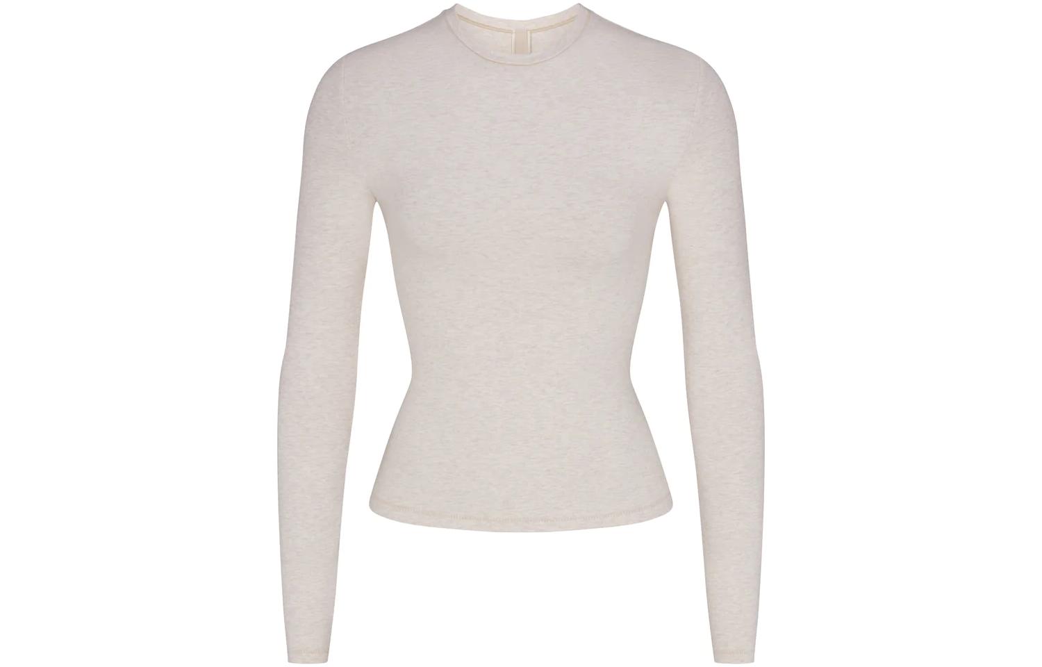 

Skims Футболка Women's Oat/HEATHER OATMEAL с круглым вырезом, умеренно прямого кроя