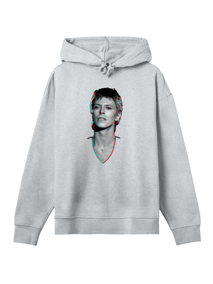 

F4NT4STIC Худи TV Times, портрет поп-звезды Дэвида Боуи, 1977 год, серая с пятнистым рисунком