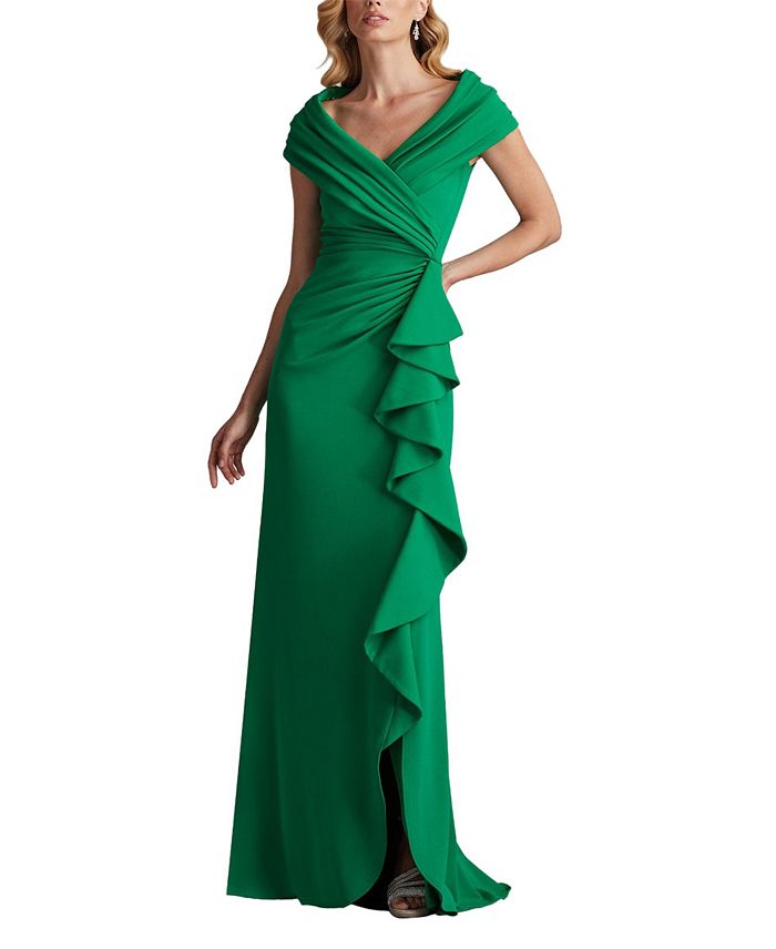 

Платье Talise с каскадными воланами Tadashi Shoji, зеленый