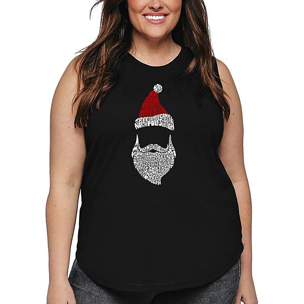 

Женский топ plus size Word Art - Santa Claus La Pop Art, Black