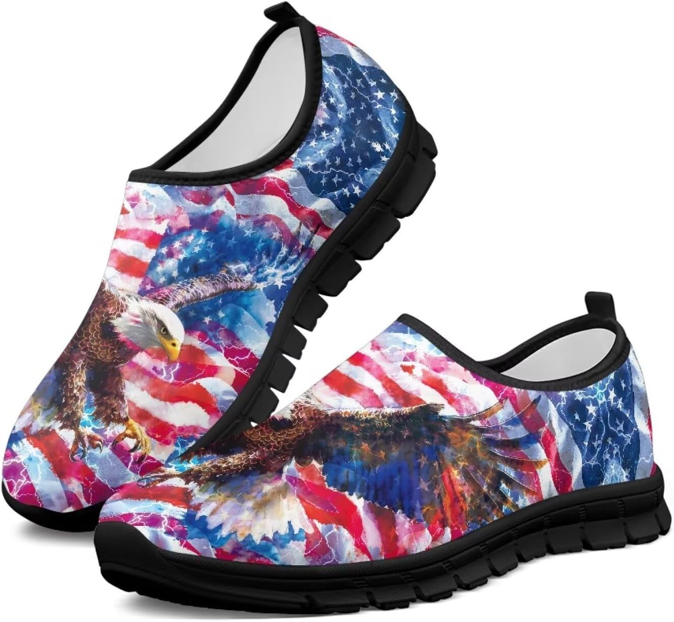

Мужские слипоны на плоской подошве, повседневные кроссовки с удобной стелькой, дышащие спортивные туфли-лоаферы для мужчин Tomeusey, American Flag Eagle Print