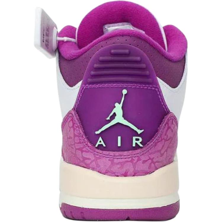 Jordan Air 3 устойчивые к истиранию низкие детские баскетбольные кроссовки White/Purple — фото 4