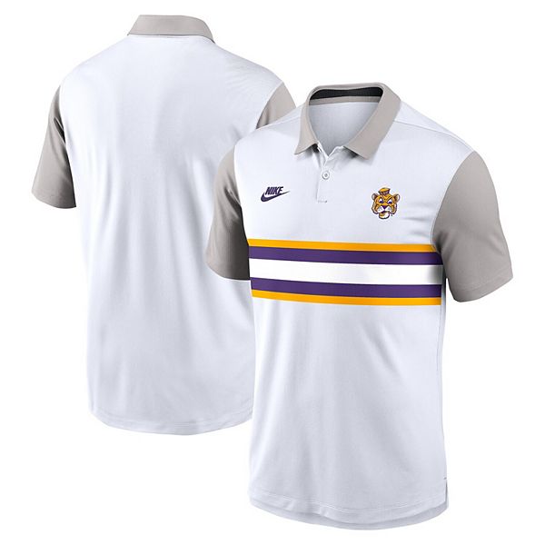 

Мужская бело-серая футболка LSU Tigers Athletic Prep Legacy Logo Vapor Performance Polo Nike