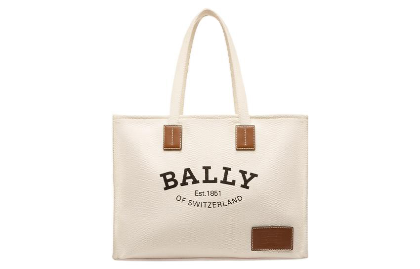 

BALLY Экрю женская сумка из ткани с кожаными вставками