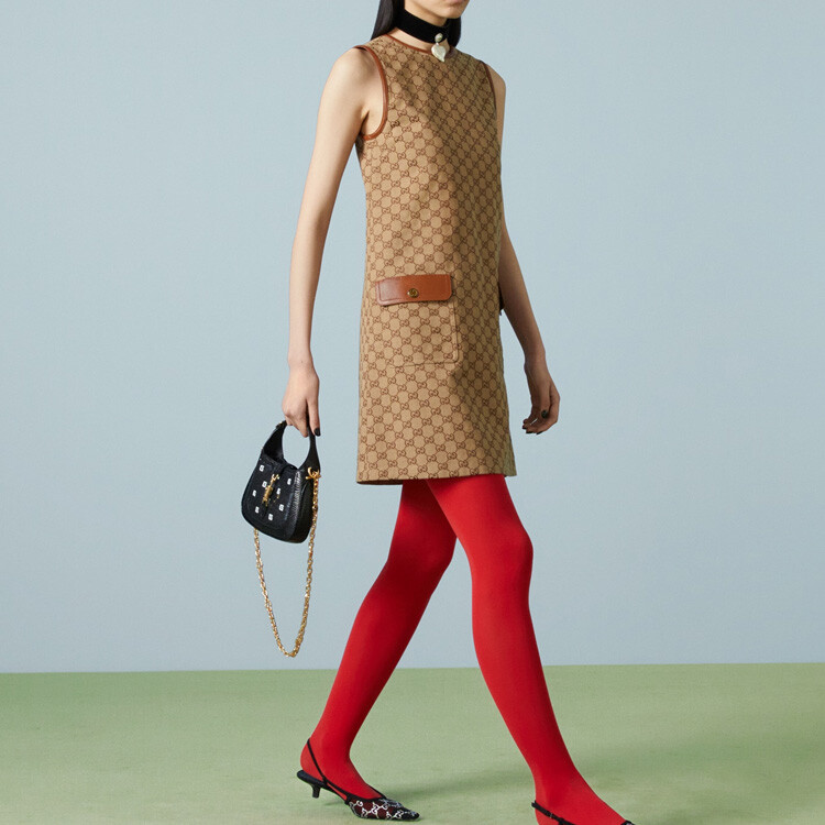 Платье женское Gucci без рукавов, элегантный крой, коричневый — фото 3