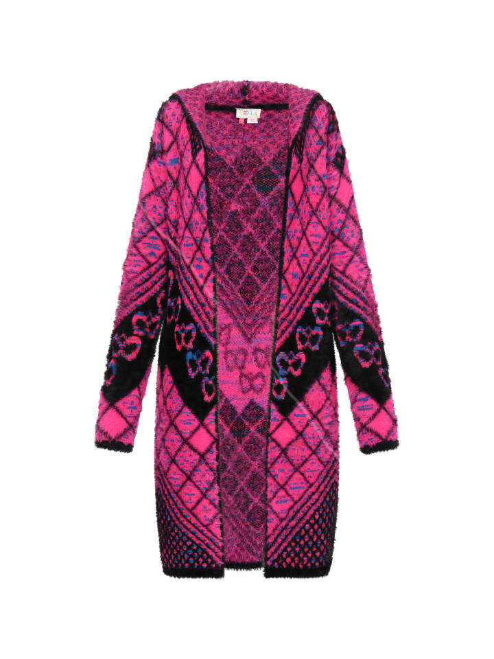 

Женский кардиган черного цвета с разноцветными вставками IZIA