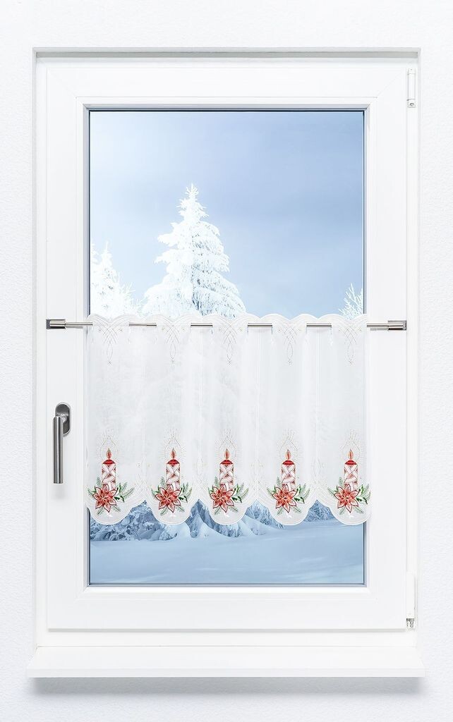 

Панельная штора Plauener Spitze - Advent Light (Ш х В) 48см*42см красный/красный