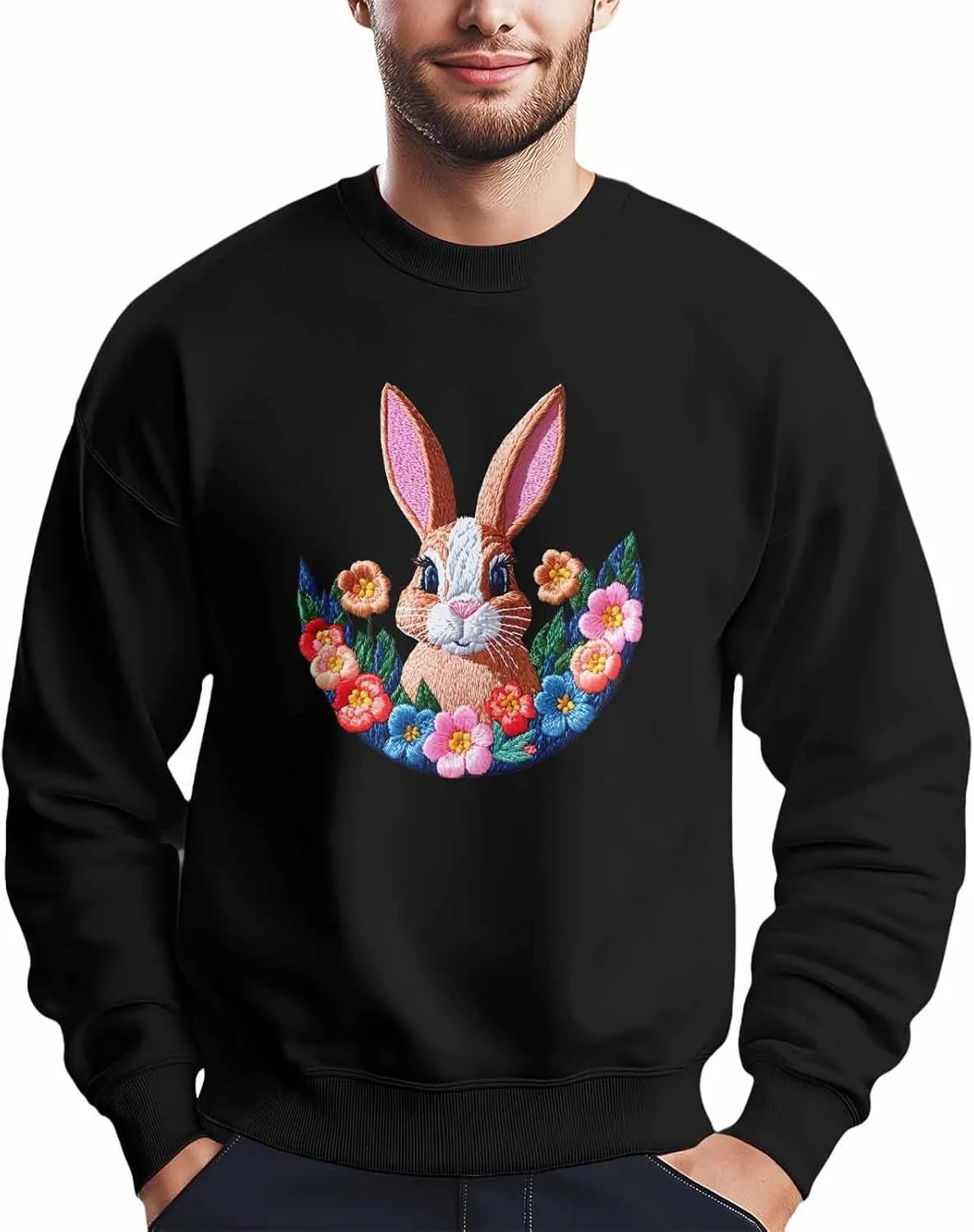 

Мужской свитшот Pink Rabbit с принтом цветов и листьев Winvebermior