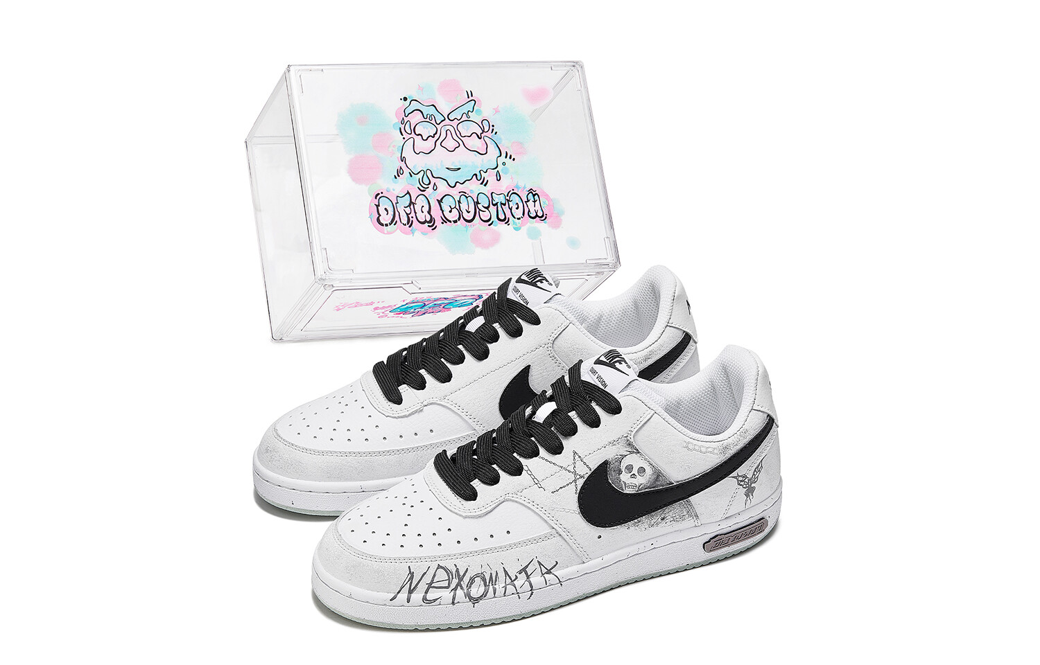 

Кроссовки Nike Court Vision 1 Skateboard Shoes Men Low-Top Black White, черный/белый