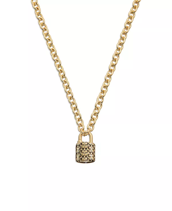 

Стеганое ожерелье с замком Coach, gold-tone