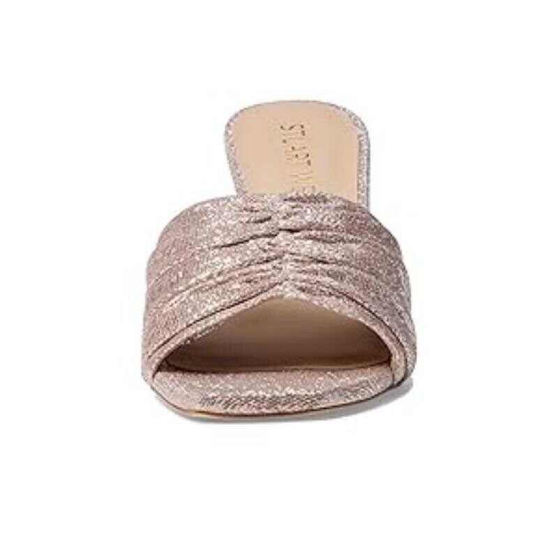 Сандалии Stuart Weitzman Ruche 75 Slide Женские 9 Poudre Кожа Каблук-катушка FZP292 (Poudre,9), розовый — фото 3