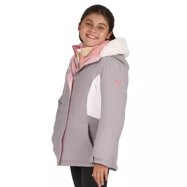 

Плотная куртка 2-в-1 с искусственным мехом и капюшоном для девочек 4-18 лет Zeroxposur, цвет urban heather