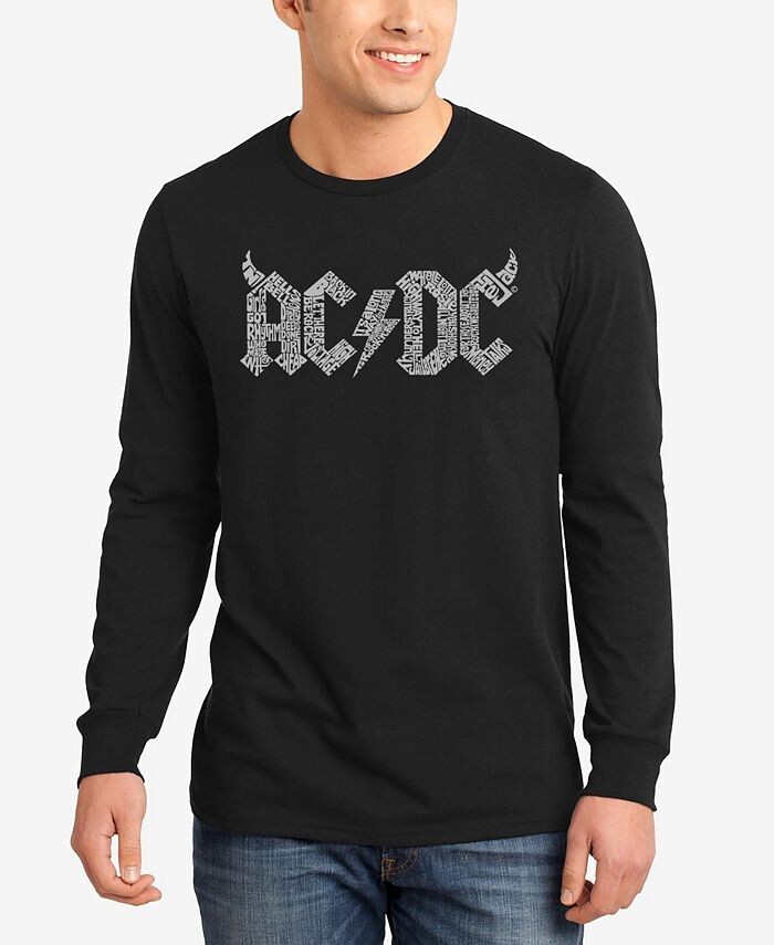 

Мужская футболка ACDC с длинным рукавом Word Art LA Pop Art, черный