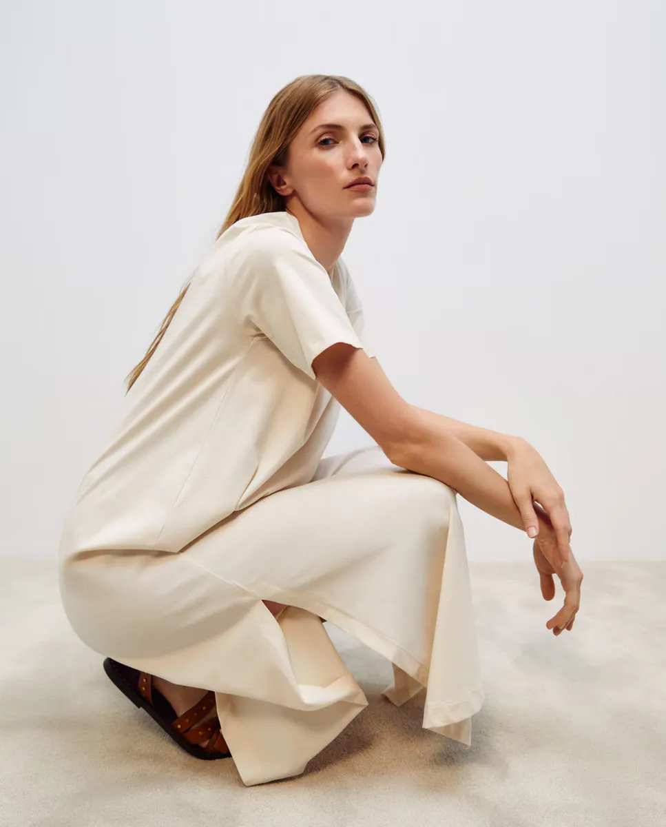 

Длинное платье с короткими рукавами Woman El Corte Inglés, цвет Crudo