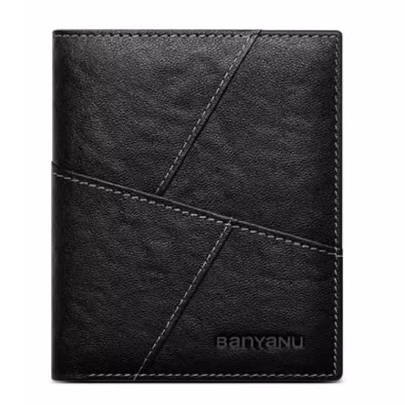 

Banyanu Кожаный бумажник для карт мужской, Black-Vertical (Top Grain Cow Leather)