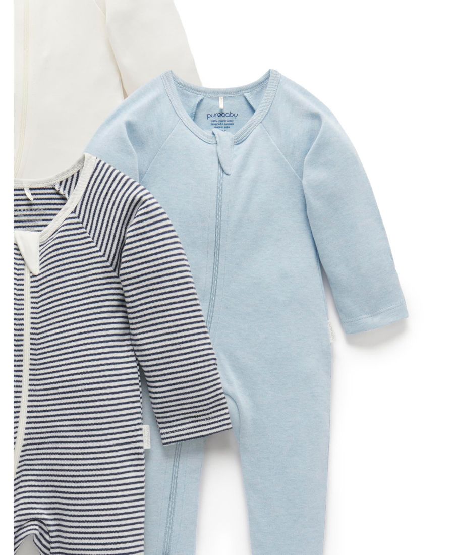 Комплект из 4 детских комбинезонов на молнии для мальчиков Purebaby, Vanilla nautical — фото 4