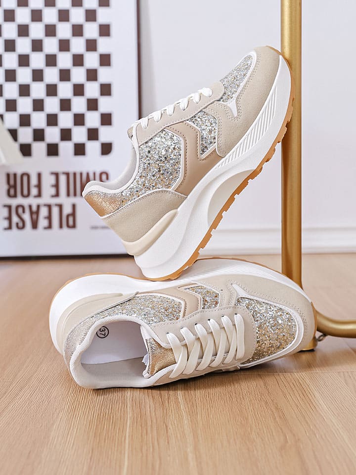 Кроссовки на шнуровке Sixth Sens, цвет beige/weiß/gold — фото 3