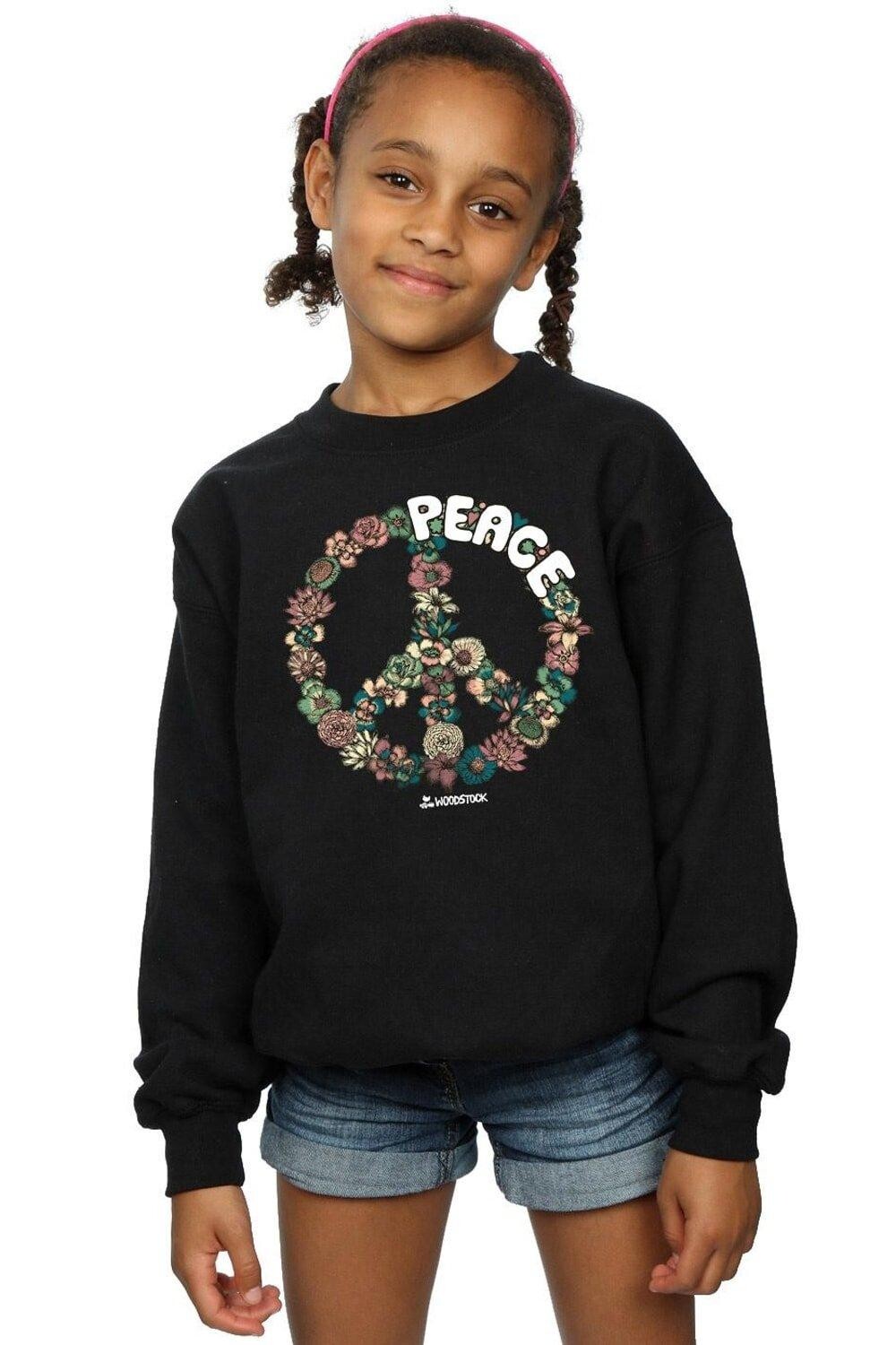 

Толстовка Peace с цветочным принтом Woodstock, черный