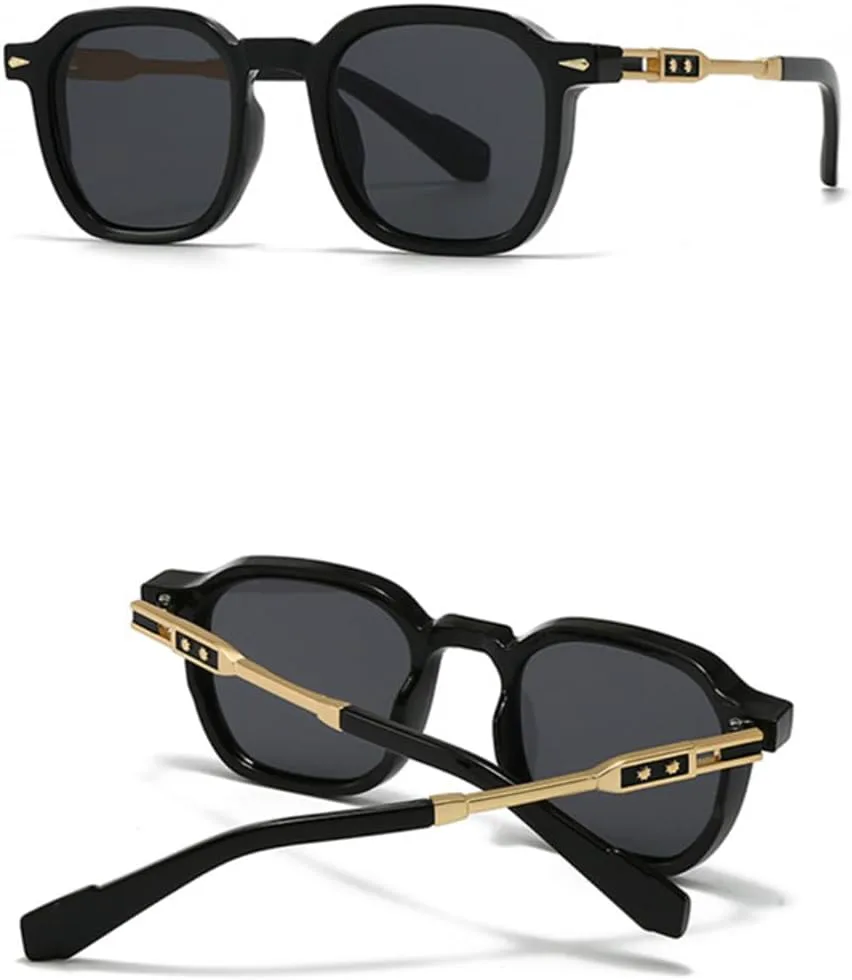 

Мужские солнцезащитные очки квадратной формы в стиле ретро с градиентным переходом цвета, защита от УФ-излучения UV400, женские очки с заклепками UATXTAU, Green Tea