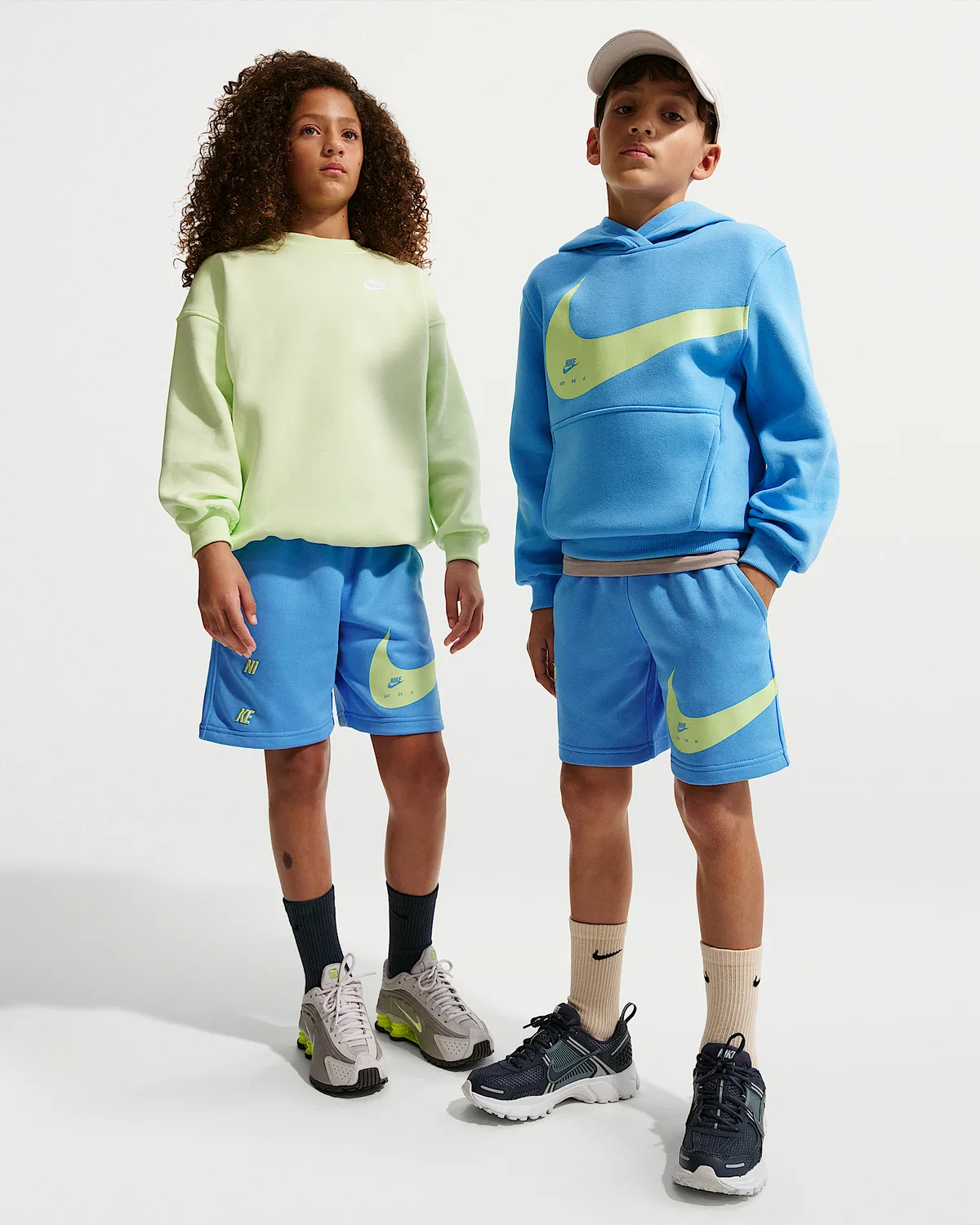 Детские шорты Nike Sportswear Club из французского трикотажа, University Blue/Light Liquid Lime