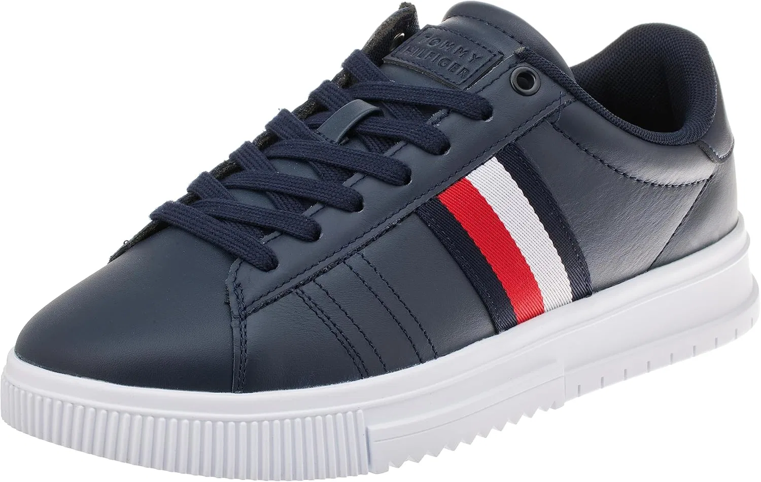 Мужские кожаные кроссовки Tommy Hilfiger Supercup Fm0fm04706 с чашеобразной подошвой, Blue Desert Sky