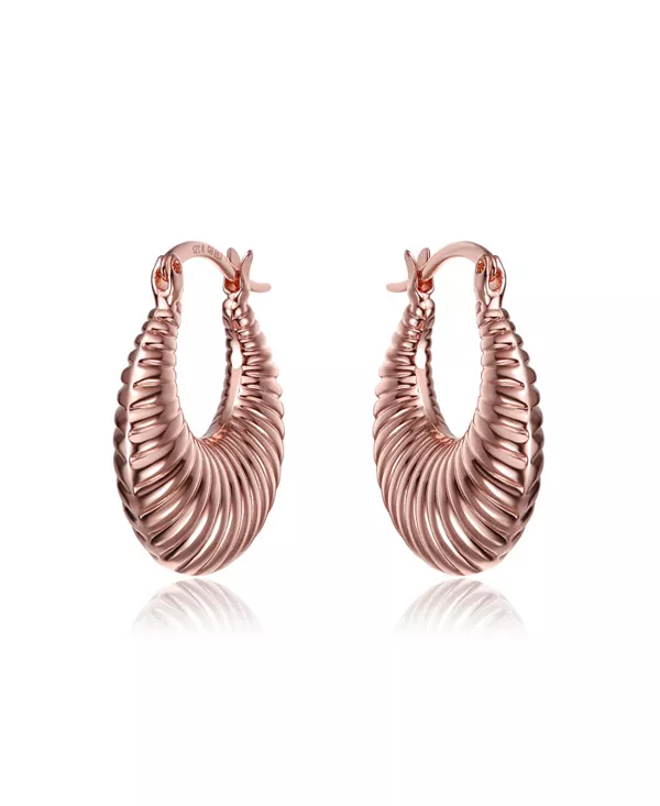 

Длинные серьги-кольца в форме ракушки, покрытые белым золотом, 14-каратным золотом или 18-каратным розовым золотом Rachel Glauber, rose