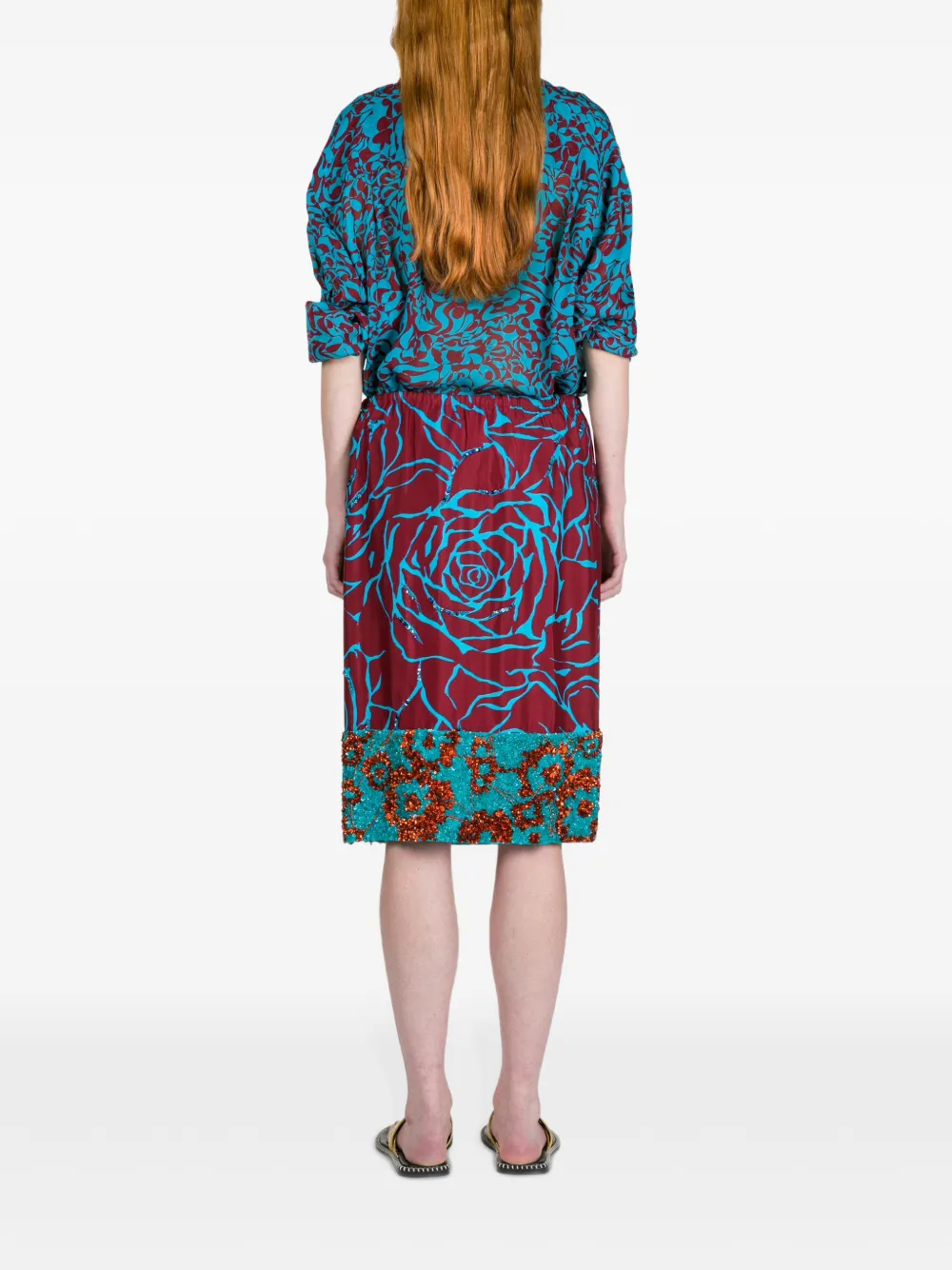 Рубашка свободного кроя с принтом DRIES VAN NOTEN, синий — фото 4