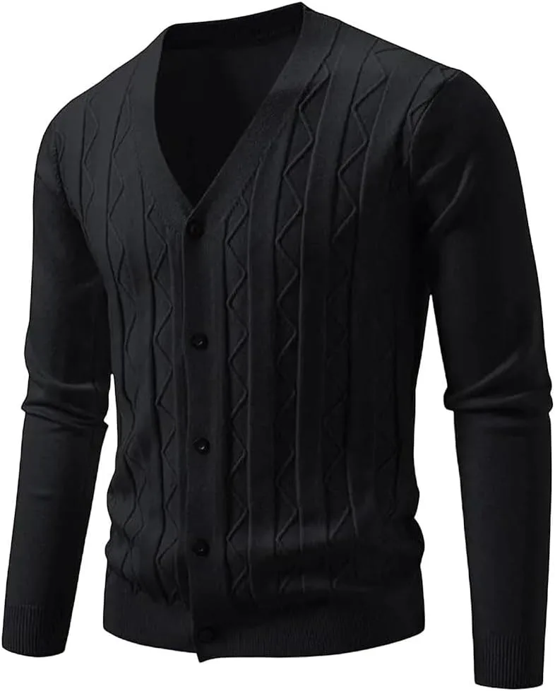 

Мужской кардиган в корейском стиле V-образным вырезом, однотонный, приталенный