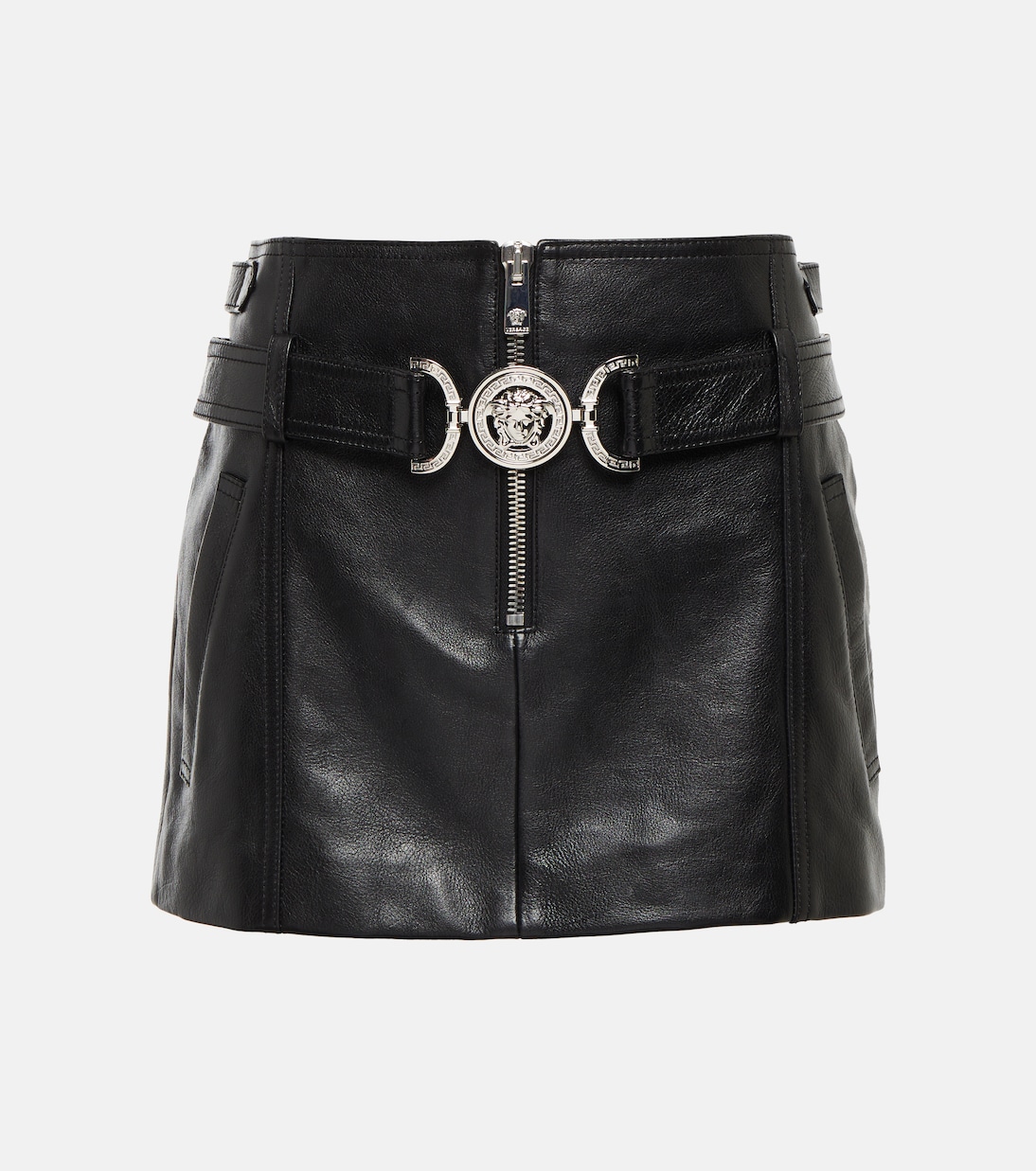 

Мини-юбка из кожи Медузы Versace, черный