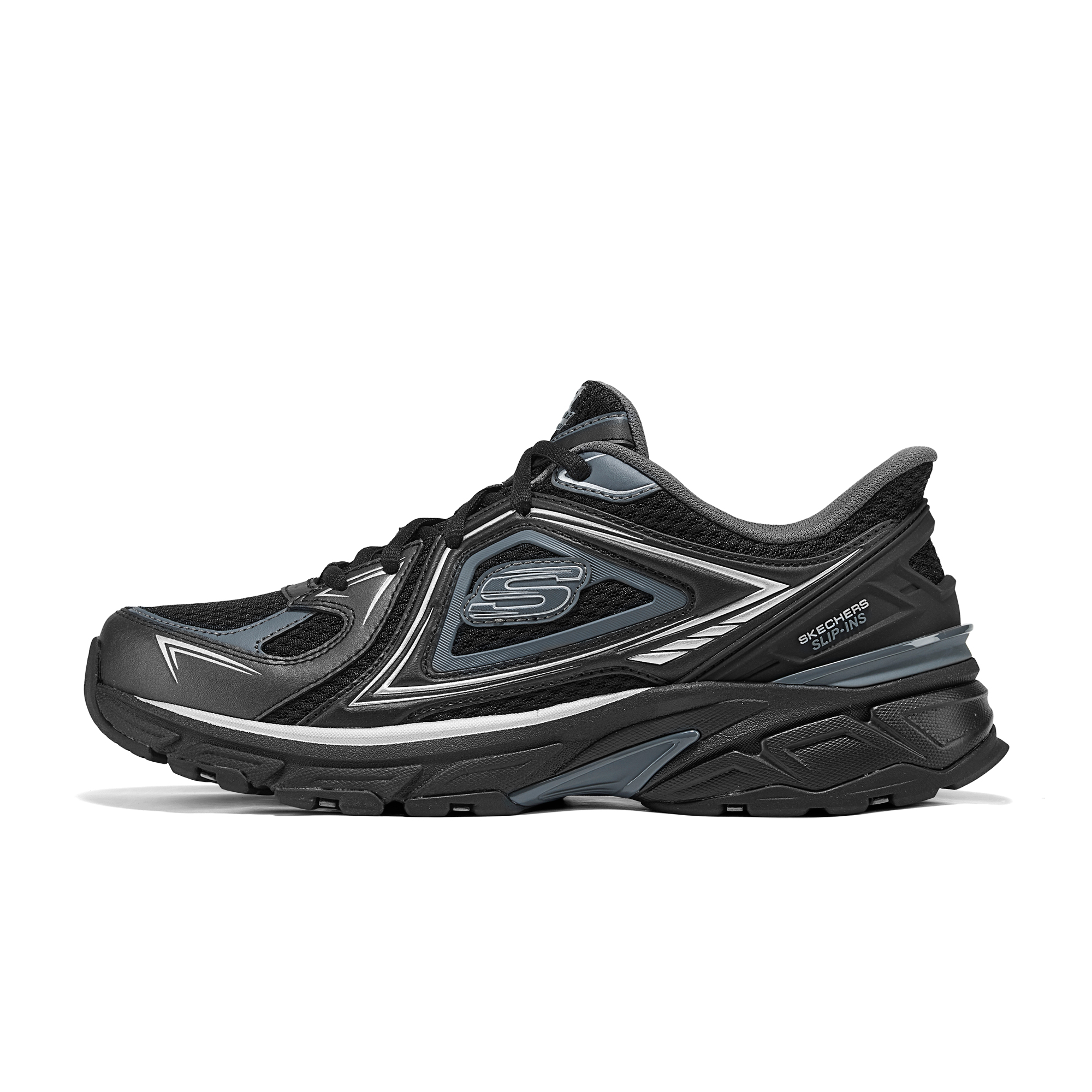 

Skechers Низкие повседневные кроссовки Silver Wing, устойчивые к истиранию, черные, мужские