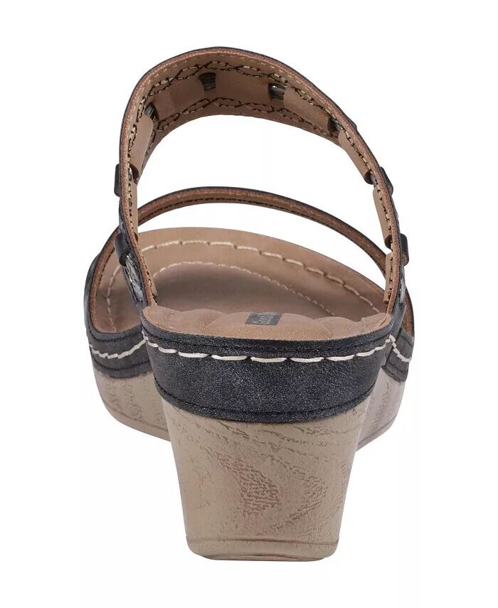 Женские босоножки на танкетке без шнуровки Mariah с двумя ремешками GC Shoes, черный — фото 3