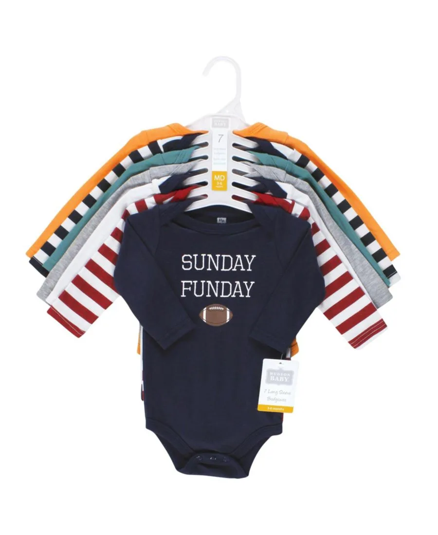 Набор из 7 хлопковых боди с длинными рукавами для младенцев Hudson Baby, Sports Stripes — фото 2