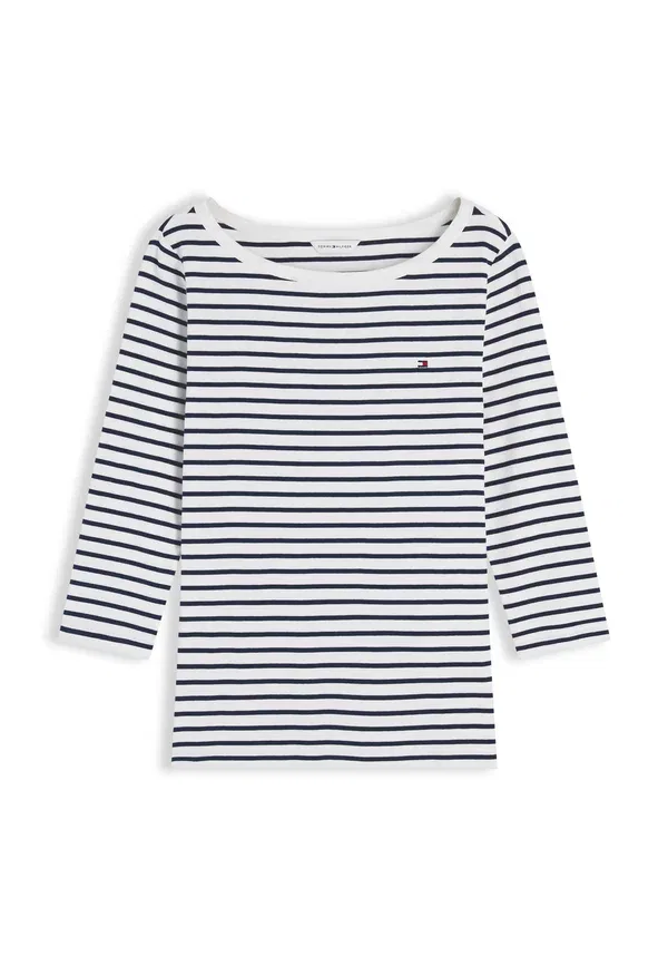 Топ с длинным рукавом и лодочкой Tommy Hilfiger, цвет экрю/тёмно-синий — фото 4