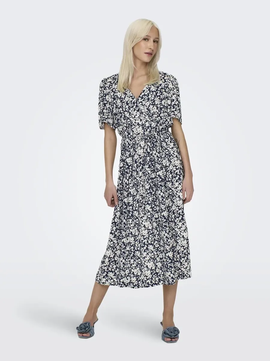 

Only летнее платье "ONLHALIA S/S MIDI DRESS WVN NOOS", цвет Night Sky Aop:Caroline Flower