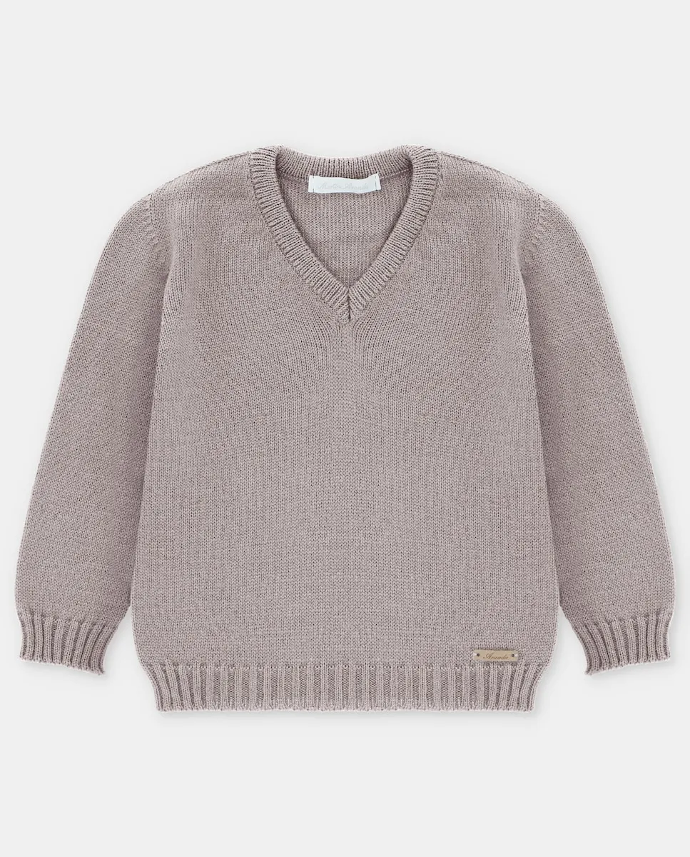 

Детский джемпер с V-образным вырезом цвета тауп Martín Aranda