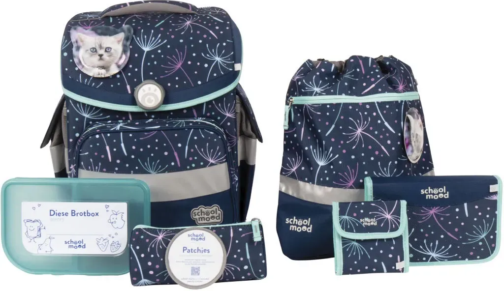 

Школьная сумка SCHOOL-MOOD "Timeless, Лина (Котенок)", световозвращающие поверхности, из переработанного материала, цвет Lina