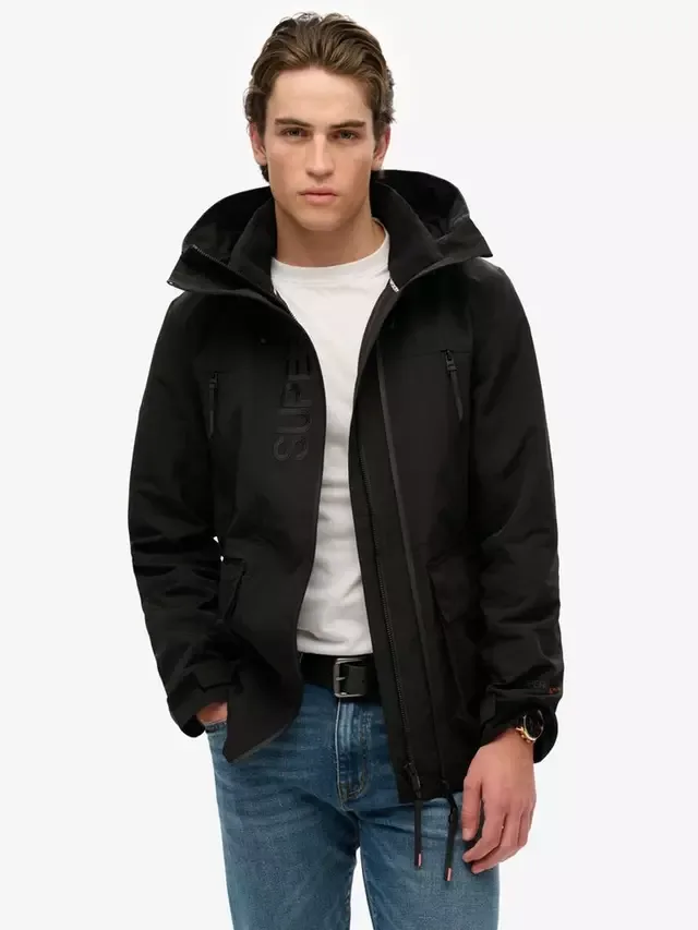 Куртка-ветровка с капюшоном и вышивкой Superdry, Black