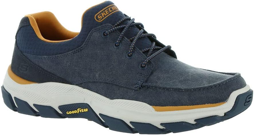 Мужские слипоны Skechers Respected - Loleto с эластичными шнурками и мыском-мокасином, темно-синий — фото 2