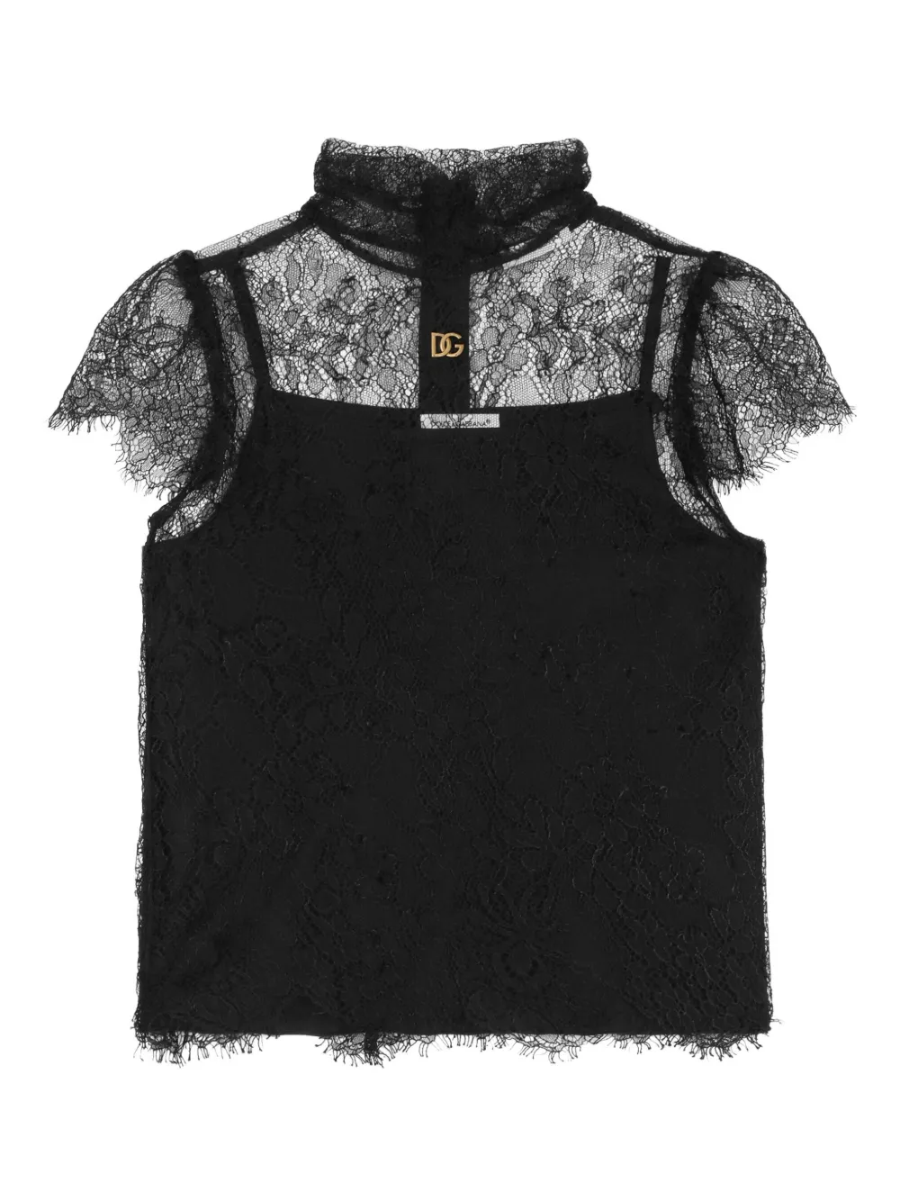 

Кружевная блузка с логотипом Dolce & Gabbana Kids, черный