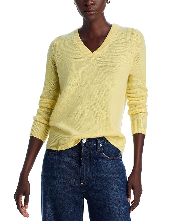 

Кашемировый свитер с V-образным вырезом - эксклюзивная модель C by Bloomingdale's Cashmere, желтый