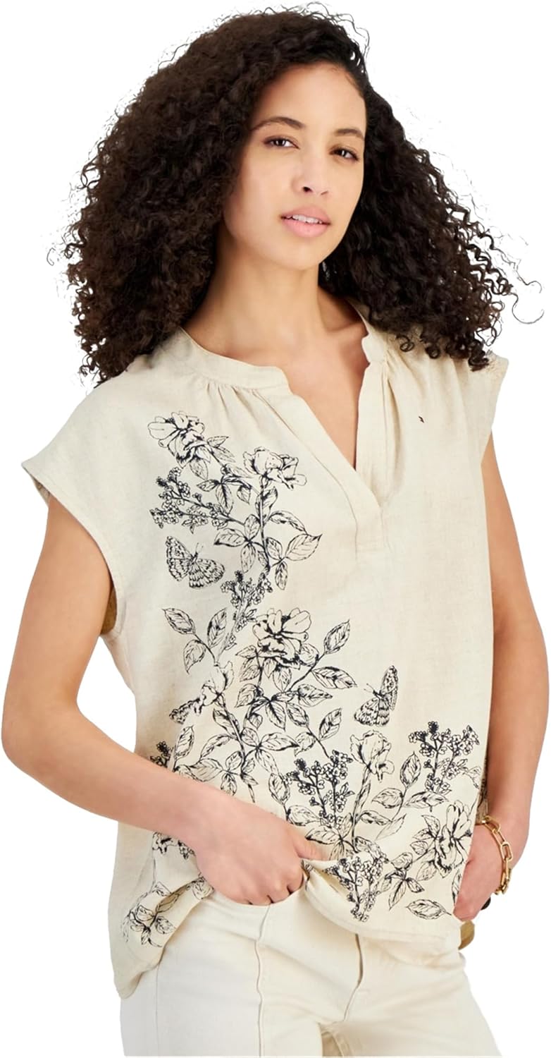 

Женская туника-блузка с бабочкой от Tommy Hilfiger, Seeded Natural