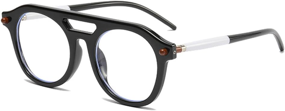 

Модные женские солнцезащитные очки с двойной перемычкой, прозрачными градиентными линзами, защитой от УФ-излучения UV400, в стиле ретро, ​​мужские солнцезащитные очки с заклепками TKKTLLT, Black Clear