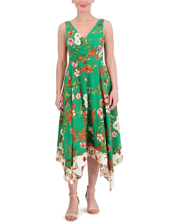 

Платье Vince Camuto Printed Handker Cheif Hem Midi, цвет Green Multi