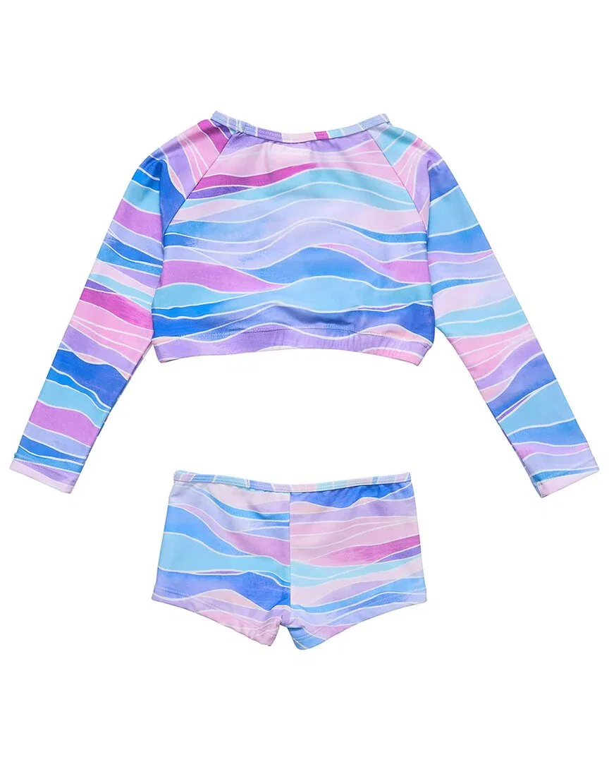 Комплект топов Snapper Rock Water Hues Crop Rash Top Set, синий — фото 2