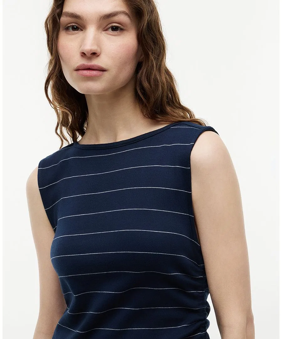 Женское миди-платье с завязками и вырезом-лодочкой Tommy Hilfiger, Classy Stripe Dark Night Navy/Ecru — фото 3