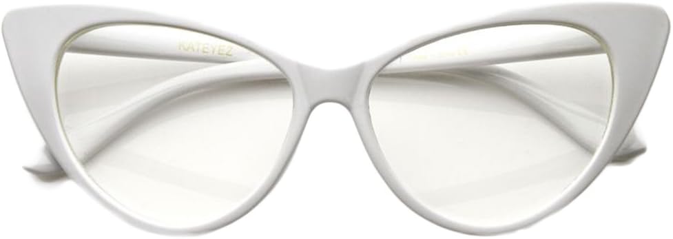 

AStyles - Солнцезащитные очки Super Cateyes в винтажном стиле, модные, в стиле модерн, с высокой заостренной оправой в форме «кошачьих глаз», в горошек, Whiteclearlens