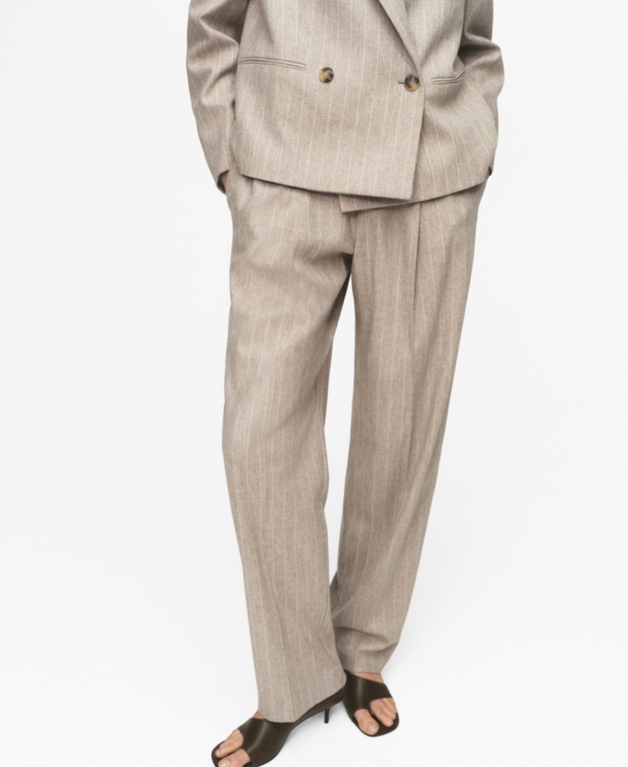 

Женские брюки из шерсти в тонкую полоску MANGO, Gray