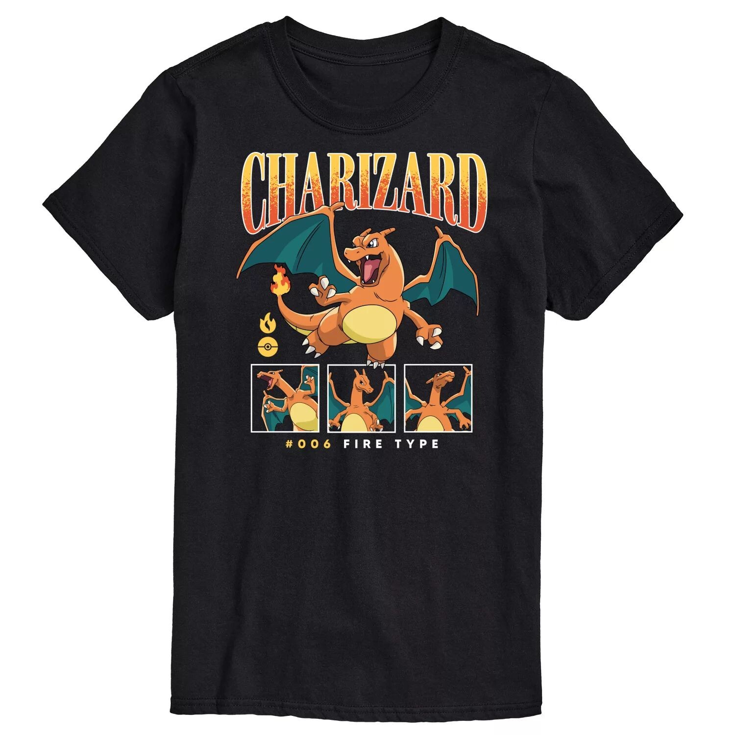 

Футболка с рисунком Big & Tall Pokemon Charizard Licensed Character, Черный, Футболка с рисунком Big & Tall Pokemon Charizard Licensed Character