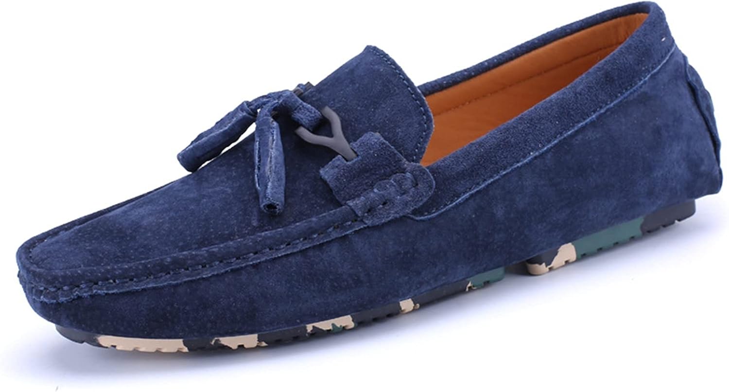 

Мужские лоферы из натуральной кожи с кисточками, округлым носком, детальной прострочкой, удобные, легкие, на плоской подошве, для свадьбы, без застежки (Цвет: хаки, Размер: 8) Wound