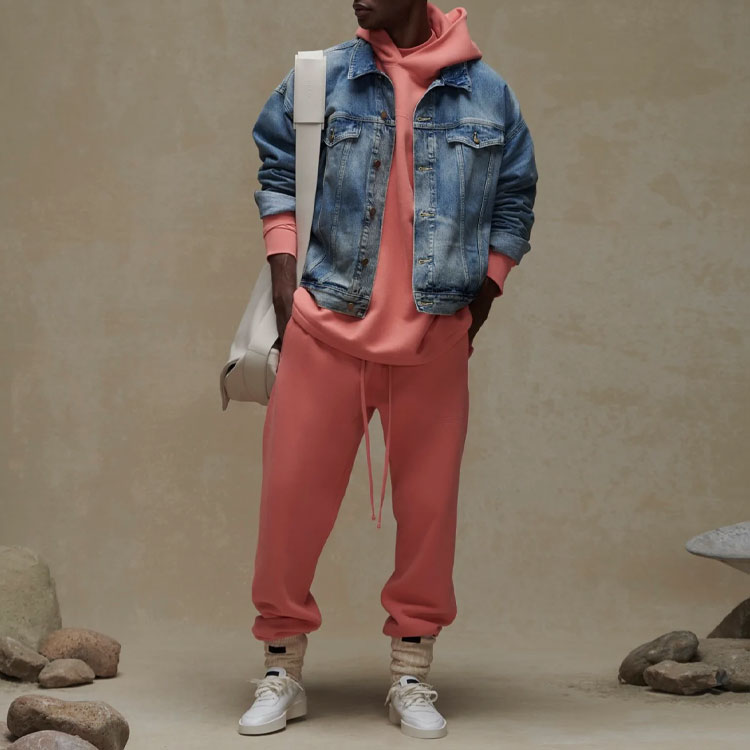 Расслабленный Худи Fear Of God Essentials, Кораллово-красный — фото 4